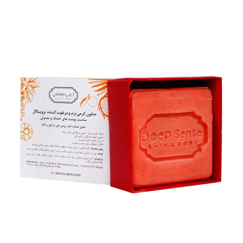 صابون کرمی نرم و مرطوب کننده تروپیکال دیپ سنس مناسب پوست خشک و معمولی 75 گرم