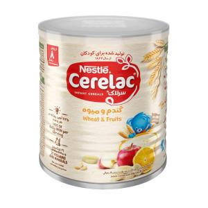 سرلاک گندم و تکه های خرما به همراه شیر نستله مناسب کودکان از پایان ۸ ماهگی ۴۰۰ گرم