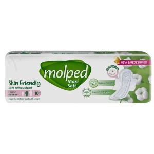 نوار بهداشتی ضخیم پنبه ای سایز بزرگ مولپد 10 عددی