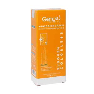 کرم ضد آفتاب SPF50 بی رنگ ژنوبایوتیک پوست چرب 50 گرمی