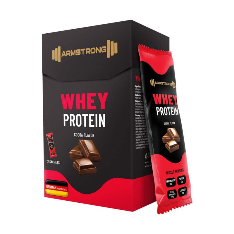 پودر وی پروتئین آرمسترانگ طعم کاکائو ساشه 12 عددی