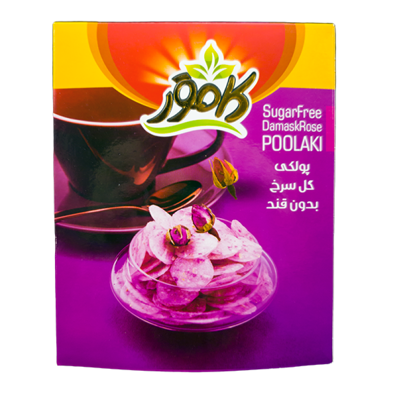 پولکی  بدون  قند کامور طعم  گل سرخ 150 گرمی