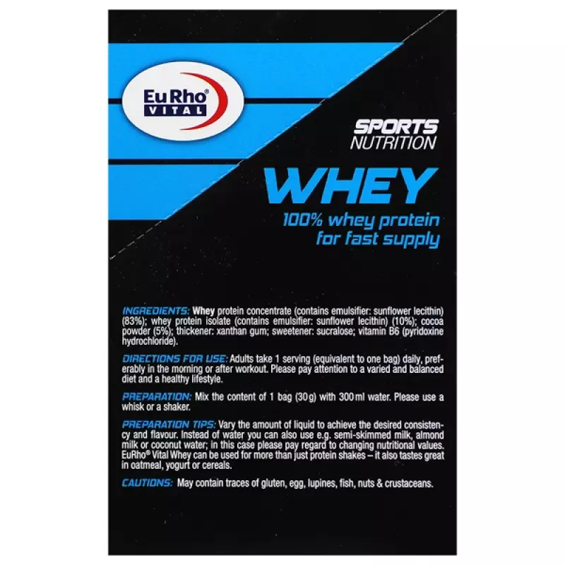 ساشه وی پروتئین با طعم شکلات یوروویتال بسته 12 عددی