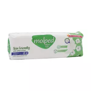 نوار بهداشتی بالدار ضخیم پنبه ای مولپد سایز خیلی بزرگ 10 عددی