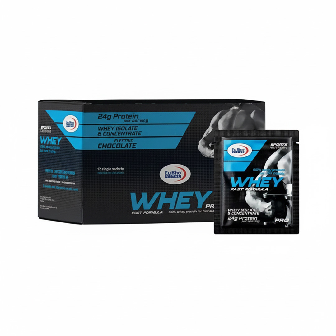 ساشه وی پروتئین با طعم شکلات یوروویتال بسته 12 عددی